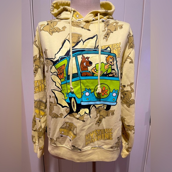 Scooby-Doo Tops - SCOOBY-DOO Yellow Hoodie Size 15-17/XL Jr. Kangaroo Pocket Great Graphic EUC